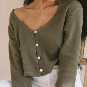 Harly Jae James Waffle Blouse Olive